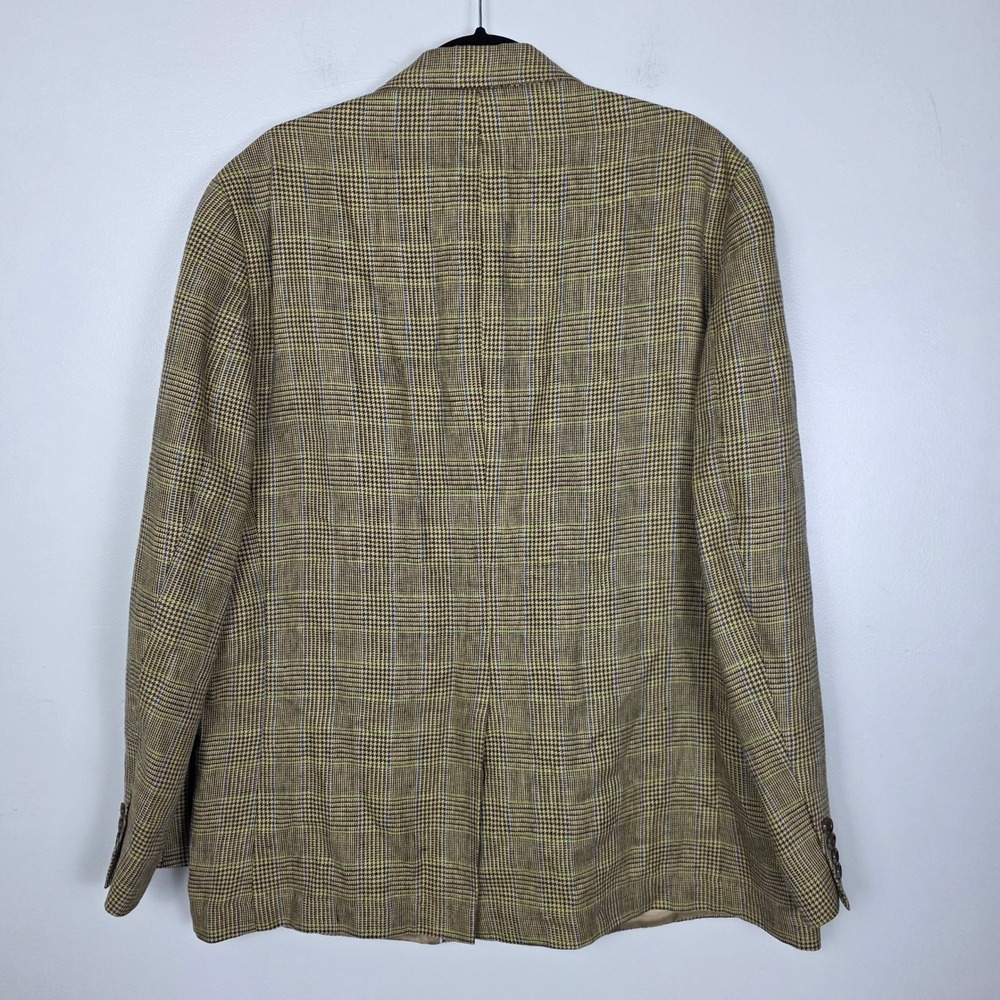 Lands End x Baird McNutt Irish Linen Plaid Sports Coat Blazer Mens 44R - Picture 2 of 9